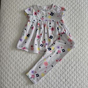 First Impressions Baby Girl Short Sleeve Floral Top With Pants 6-9 Months